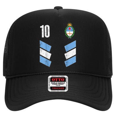 Argentina Number 10 Soccer Fan    Boys Girls High Crown Mesh Back Trucker Hat