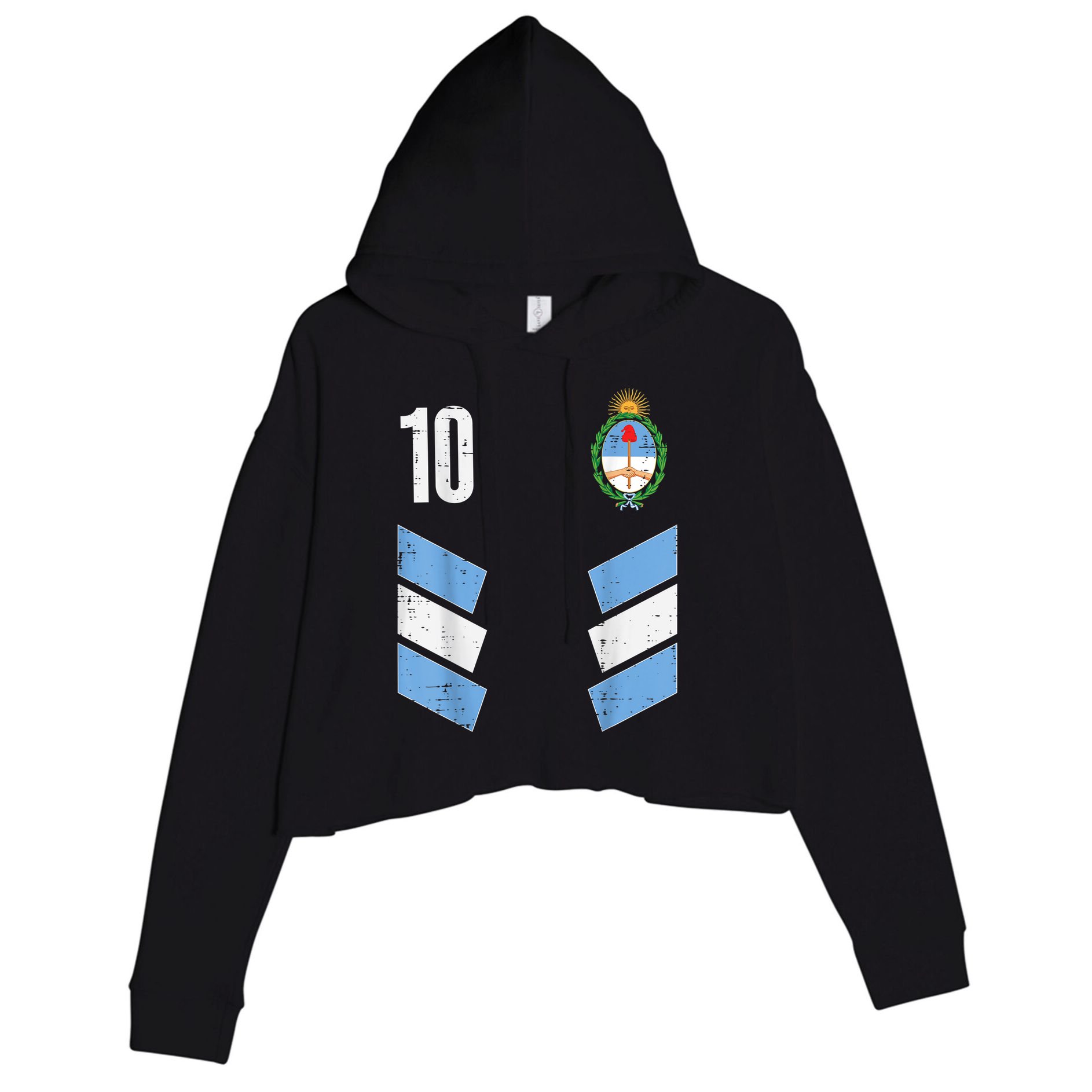 Argentina Number 10 Soccer Fan    Boys Girls Crop Fleece Hoodie
