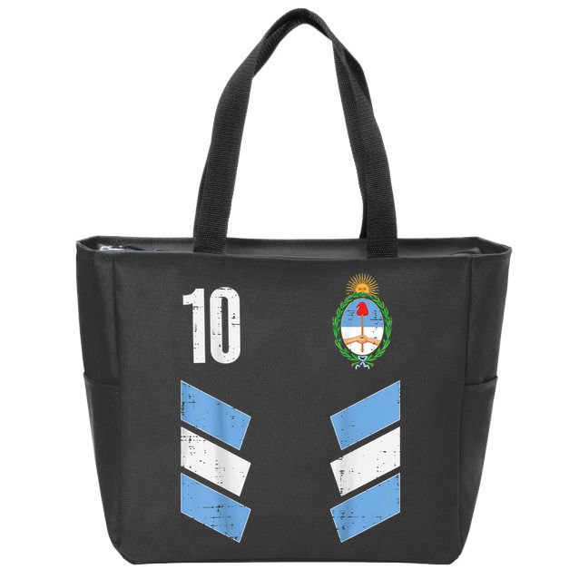 Argentina Number 10 Soccer Fan    Boys Girls Zip Tote Bag