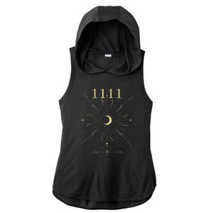 Angel Number 1111 Numerology Mystical Spiritual Number Ladies PosiCharge Tri-Blend Wicking Draft Hoodie Tank