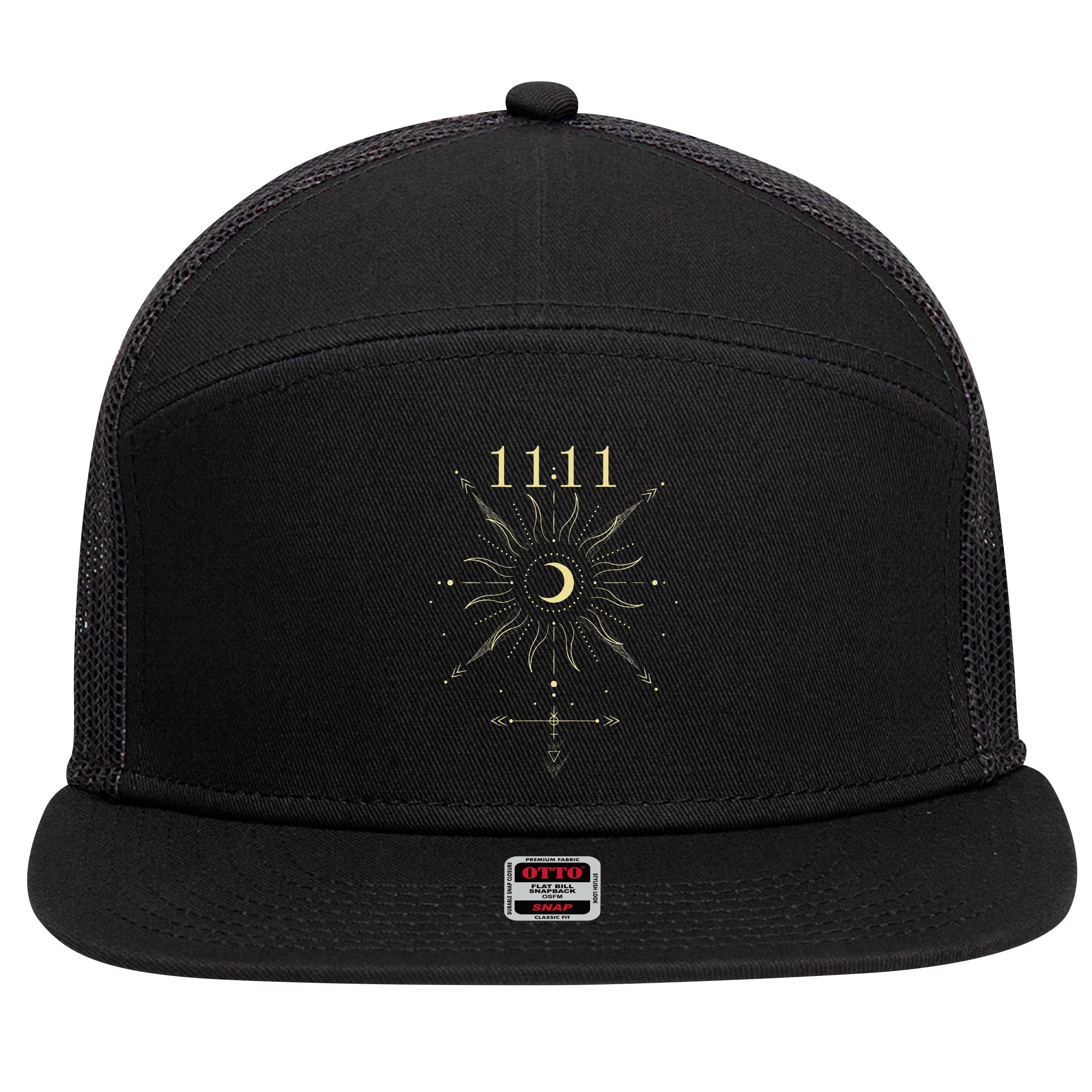 Angel Number 1111 Numerology Mystical Spiritual Number 7 Panel Mesh Trucker Snapback Hat