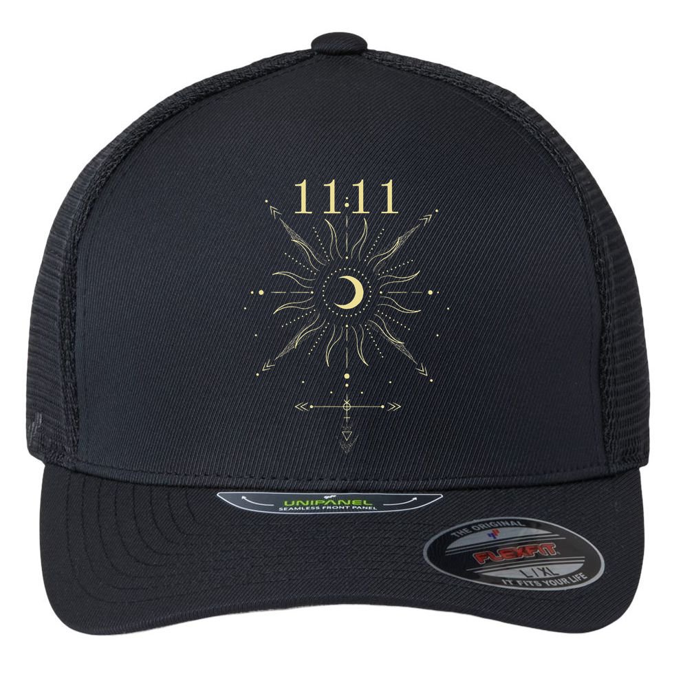 Angel Number 1111 Numerology Mystical Spiritual Number Flexfit Unipanel Trucker Cap