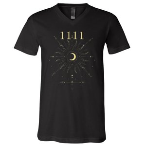 Angel Number 1111 Numerology Mystical Spiritual Number V-Neck T-Shirt