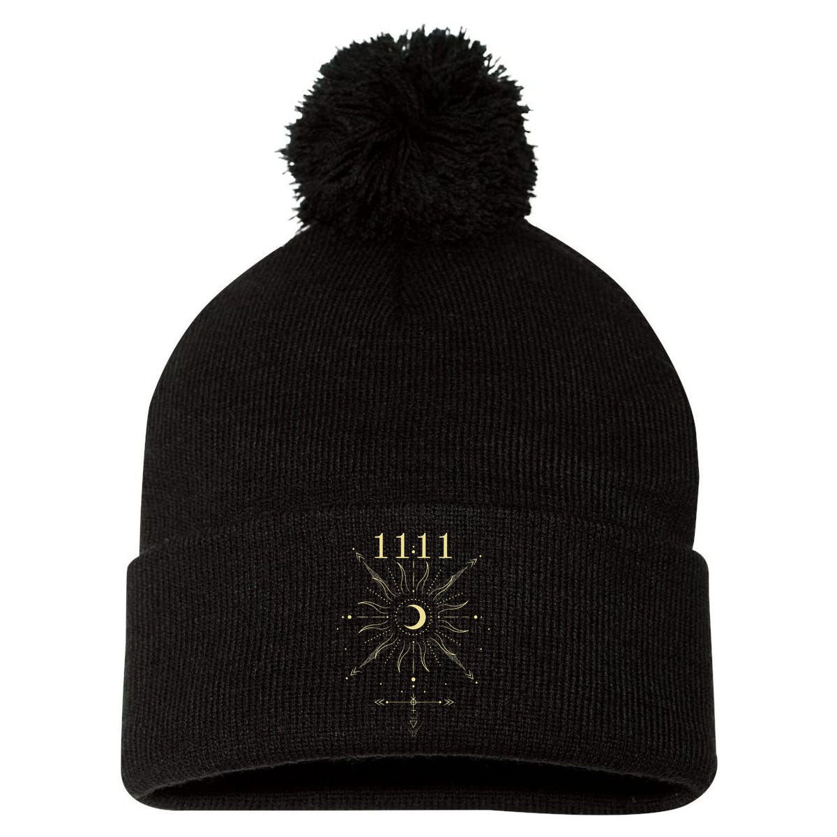 Angel Number 1111 Numerology Mystical Spiritual Number Pom Pom 12in Knit Beanie