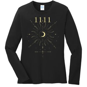 Angel Number 1111 Numerology Mystical Spiritual Number Ladies Long Sleeve Shirt