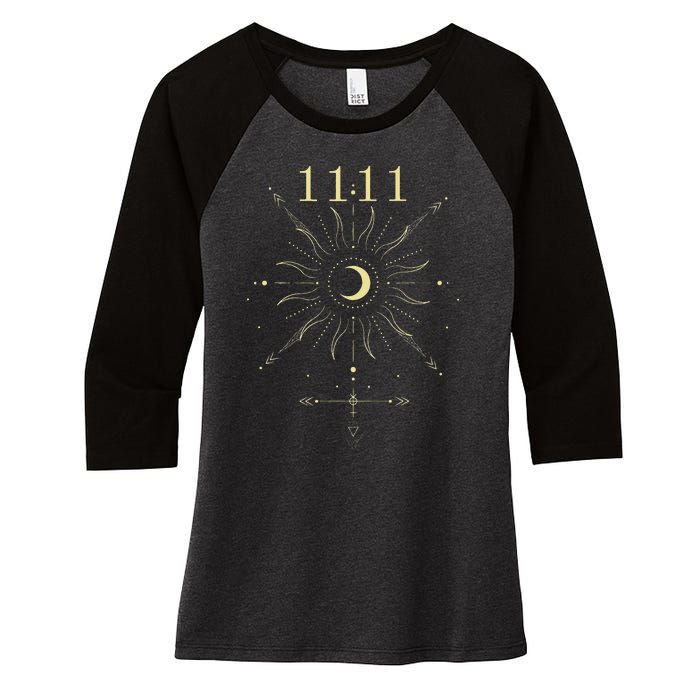 Angel Number 1111 Numerology Mystical Spiritual Number Women's Tri-Blend 3/4-Sleeve Raglan Shirt