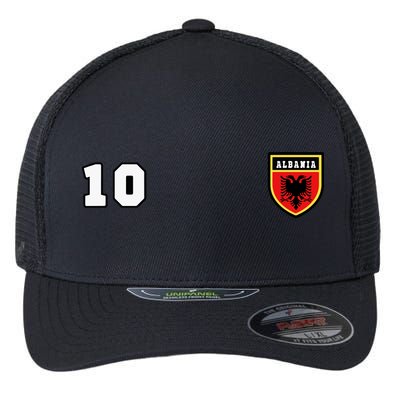 Albania Number 10 Soccer Flag Football Tirana Flexfit Unipanel Trucker Cap