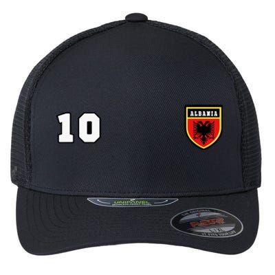 Albania Number 10 Soccer Flag Football Tirana Flexfit Unipanel Trucker Cap