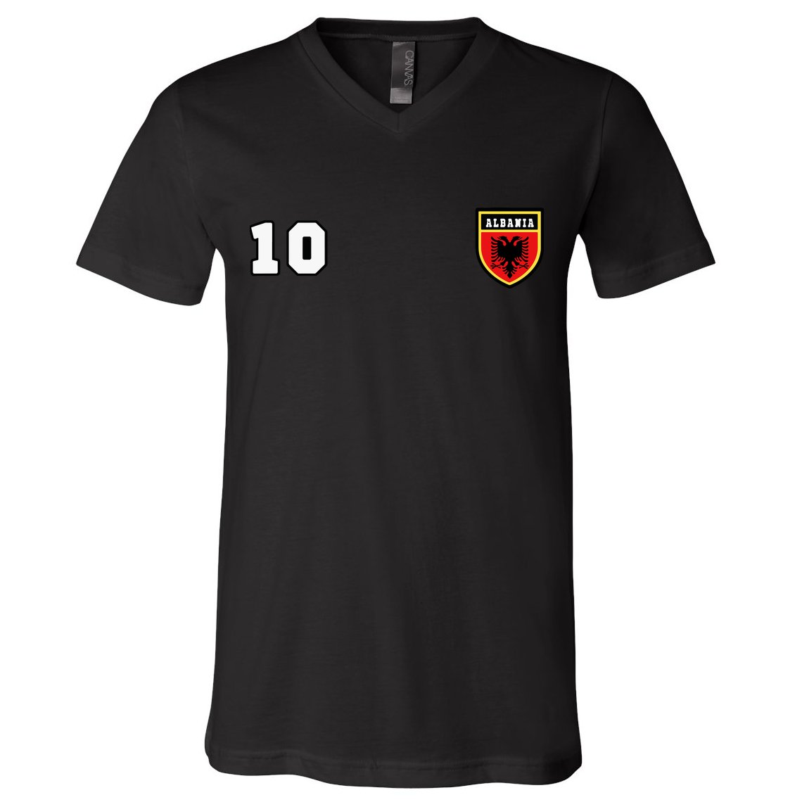 Albania Number 10 Soccer Flag Football Tirana V-Neck T-Shirt