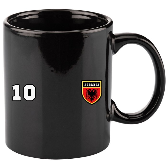 Albania Number 10 Soccer Flag Football Tirana 11oz C Handle Ceramic Mug
