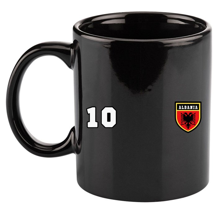 Albania Number 10 Soccer Flag Football Tirana 11oz C Handle Ceramic Mug
