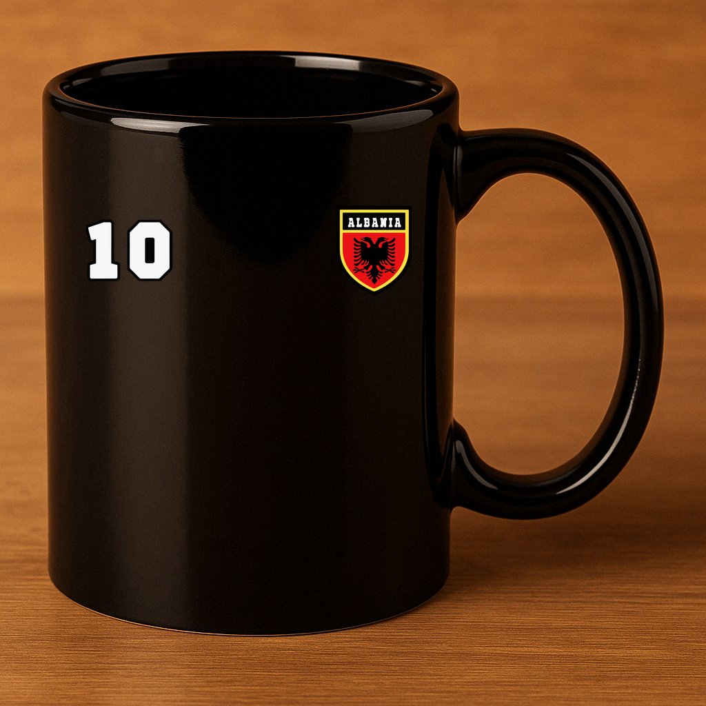 Albania Number 10 Soccer Flag Football Tirana 11oz C Handle Ceramic Mug