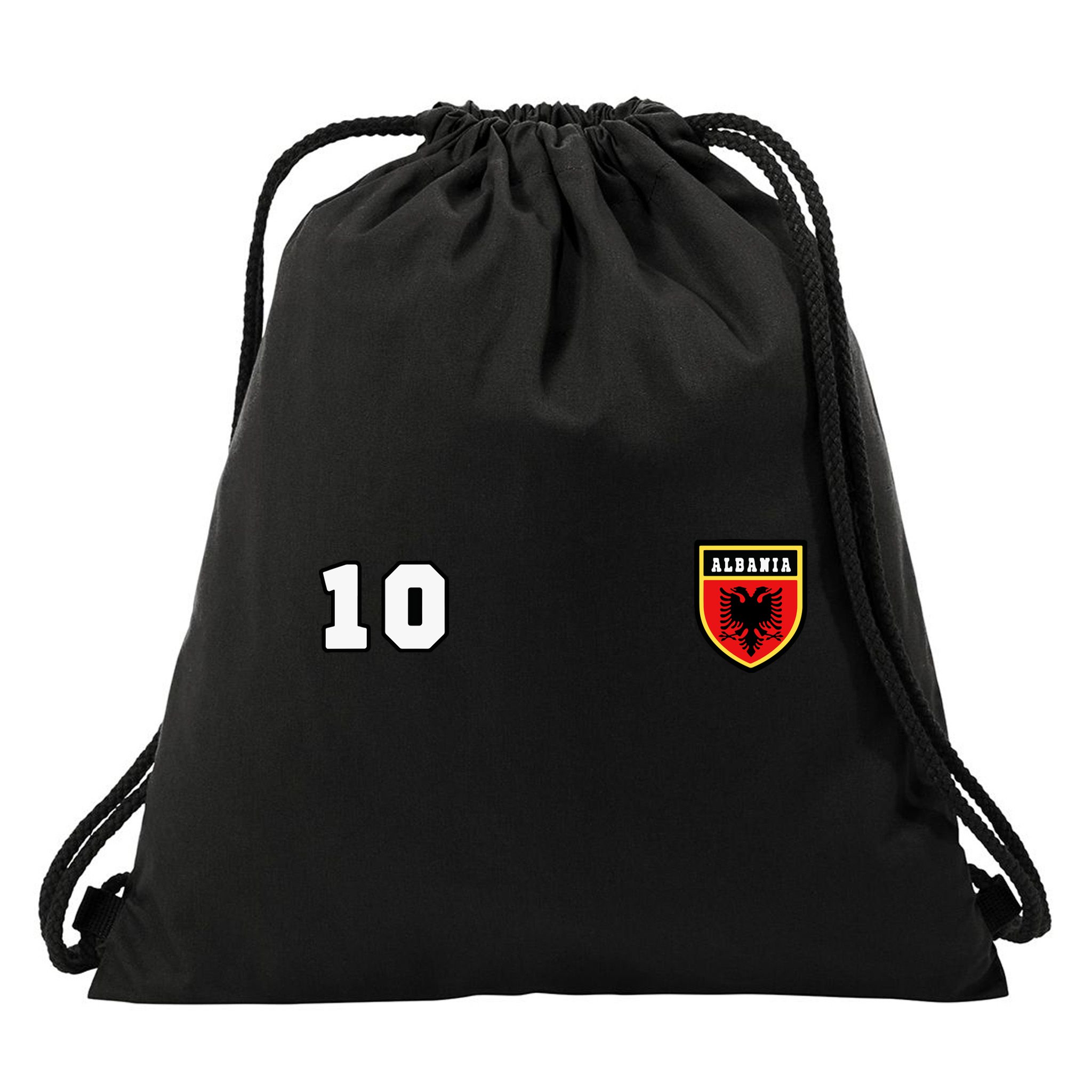 Albania Number 10 Soccer Flag Football Tirana Drawstring Bag