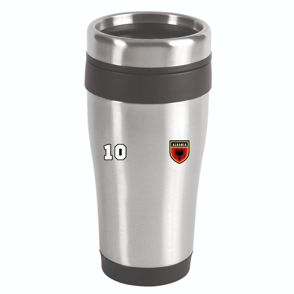 Albania Number 10 Soccer Flag Football Tirana 16oz Travel Tumbler