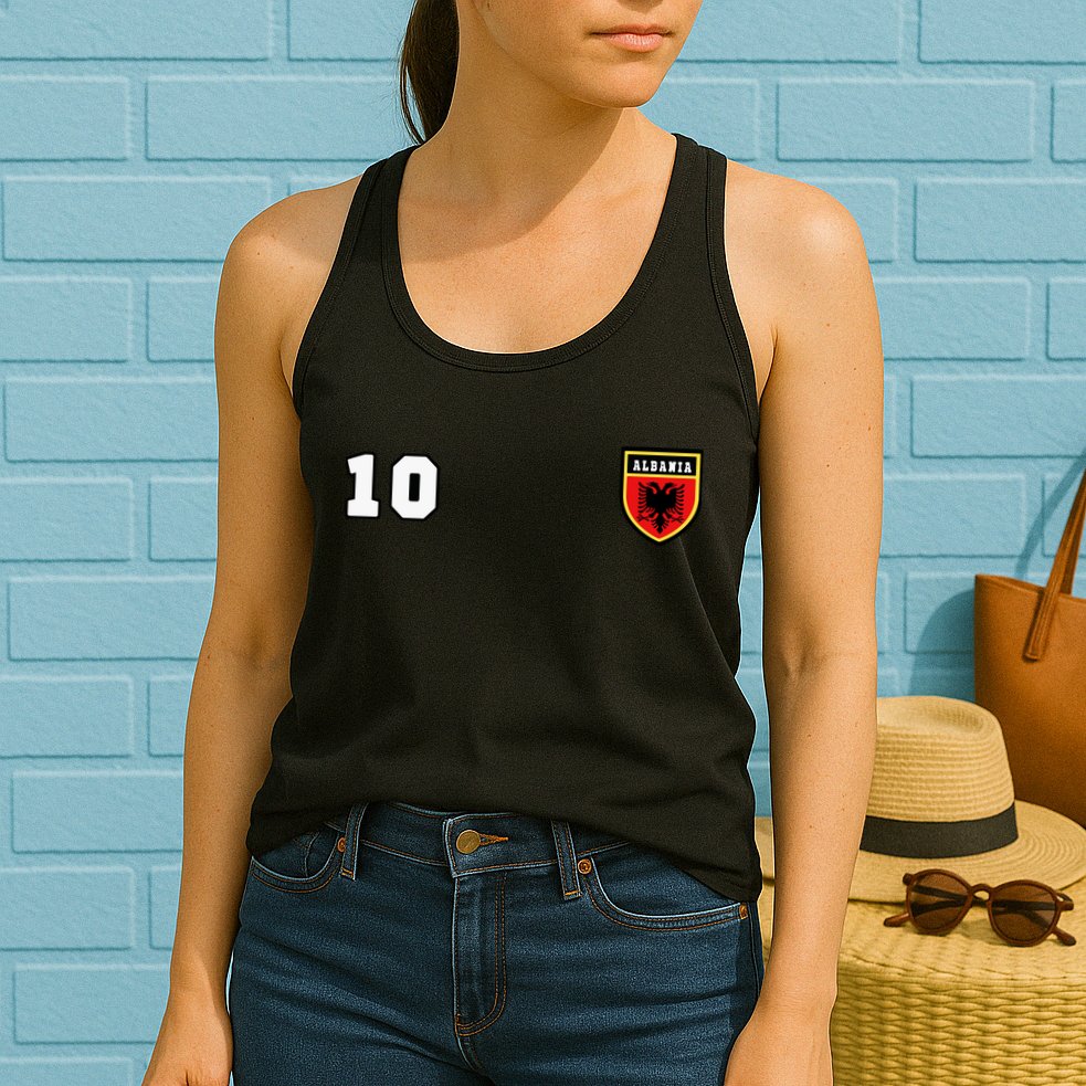 Albania Number 10 Soccer Flag Football Tirana Womens Tank Top