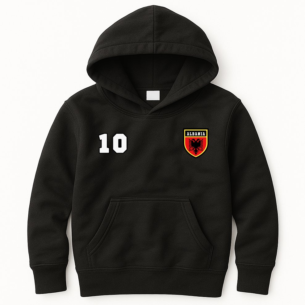 Albania Number 10 Soccer Flag Football Tirana Kids Hoodie