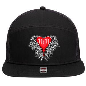 Angel Number 1111 With Heart And Wings Of Angel 7 Panel Mesh Trucker Snapback Hat