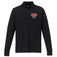 Angel Number 1111 With Heart And Wings Of Angel Performance Long Sleeve Polo