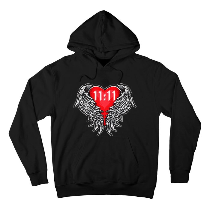 Angel Number 1111 With Heart And Wings Of Angel Hoodie