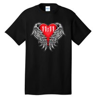 Angel Number 1111 With Heart And Wings Of Angel Tall T-Shirt