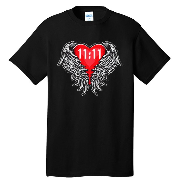 Angel Number 1111 With Heart And Wings Of Angel Tall T-Shirt