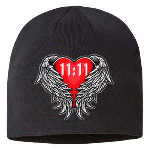 Angel Number 1111 With Heart And Wings Of Angel Sustainable Beanie