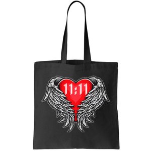 Angel Number 1111 With Heart And Wings Of Angel Tote Bag