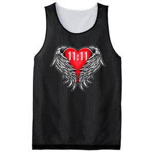 Angel Number 1111 With Heart And Wings Of Angel Mesh Reversible Basketball Jersey Tank