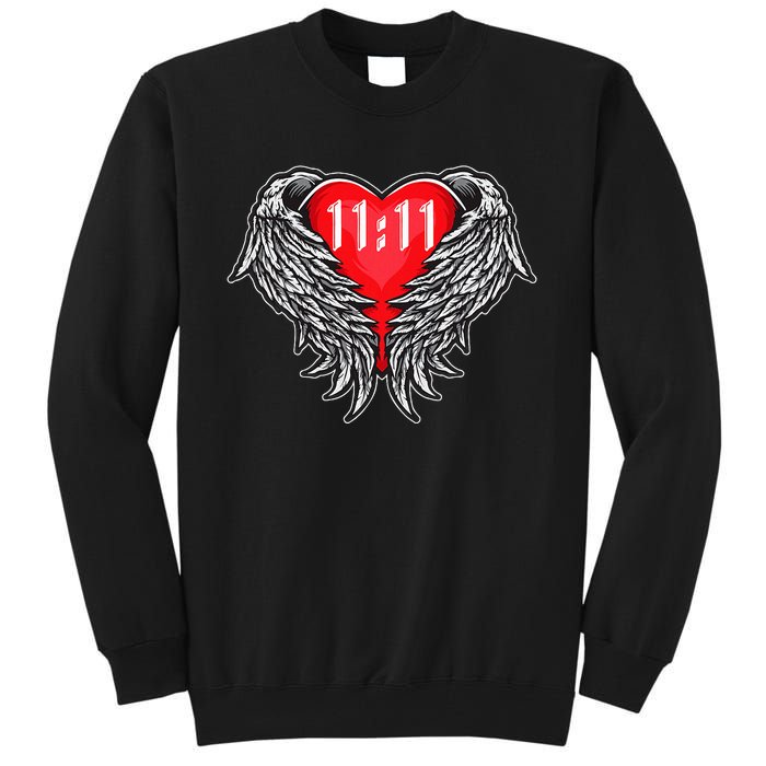 Angel Number 1111 With Heart And Wings Of Angel Tall Sweatshirt