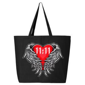 Angel Number 1111 With Heart And Wings Of Angel 25L Jumbo Tote