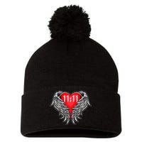 Angel Number 1111 With Heart And Wings Of Angel Pom Pom 12in Knit Beanie