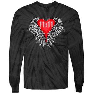 Angel Number 1111 With Heart And Wings Of Angel Tie-Dye Long Sleeve Shirt