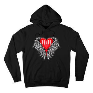 Angel Number 1111 With Heart And Wings Of Angel Tall Hoodie