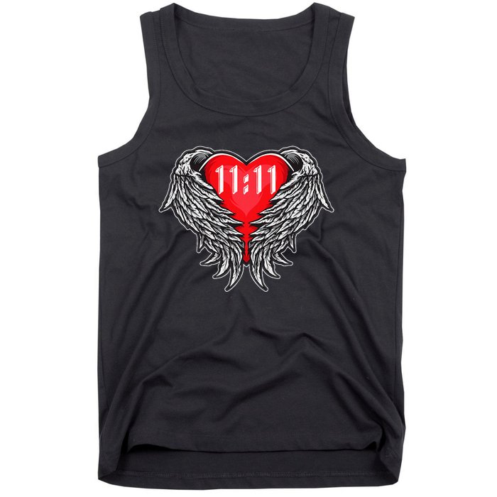 Angel Number 1111 With Heart And Wings Of Angel Tank Top