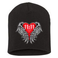 Angel Number 1111 With Heart And Wings Of Angel Short Acrylic Beanie