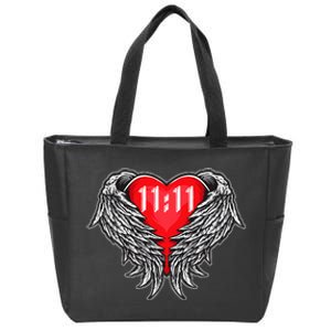 Angel Number 1111 With Heart And Wings Of Angel Zip Tote Bag