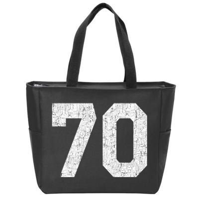 Athlete Number 70 Jersey Uniform Number #70 Athletic Style Sports Teams Zip Tote Bag