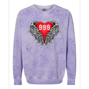 Angel Number 999 With Heart And Wings Of Angel  Colorblast Crewneck Sweatshirt