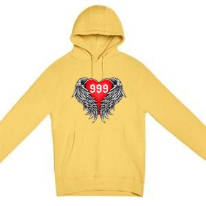 Angel Number 999 With Heart And Wings Of Angel  Premium Pullover Hoodie