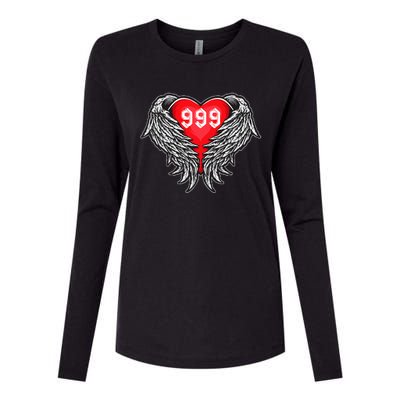 Angel Number 999 With Heart And Wings Of Angel  Womens Cotton Relaxed Long Sleeve T-Shirt