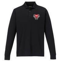 Angel Number 999 With Heart And Wings Of Angel  Performance Long Sleeve Polo