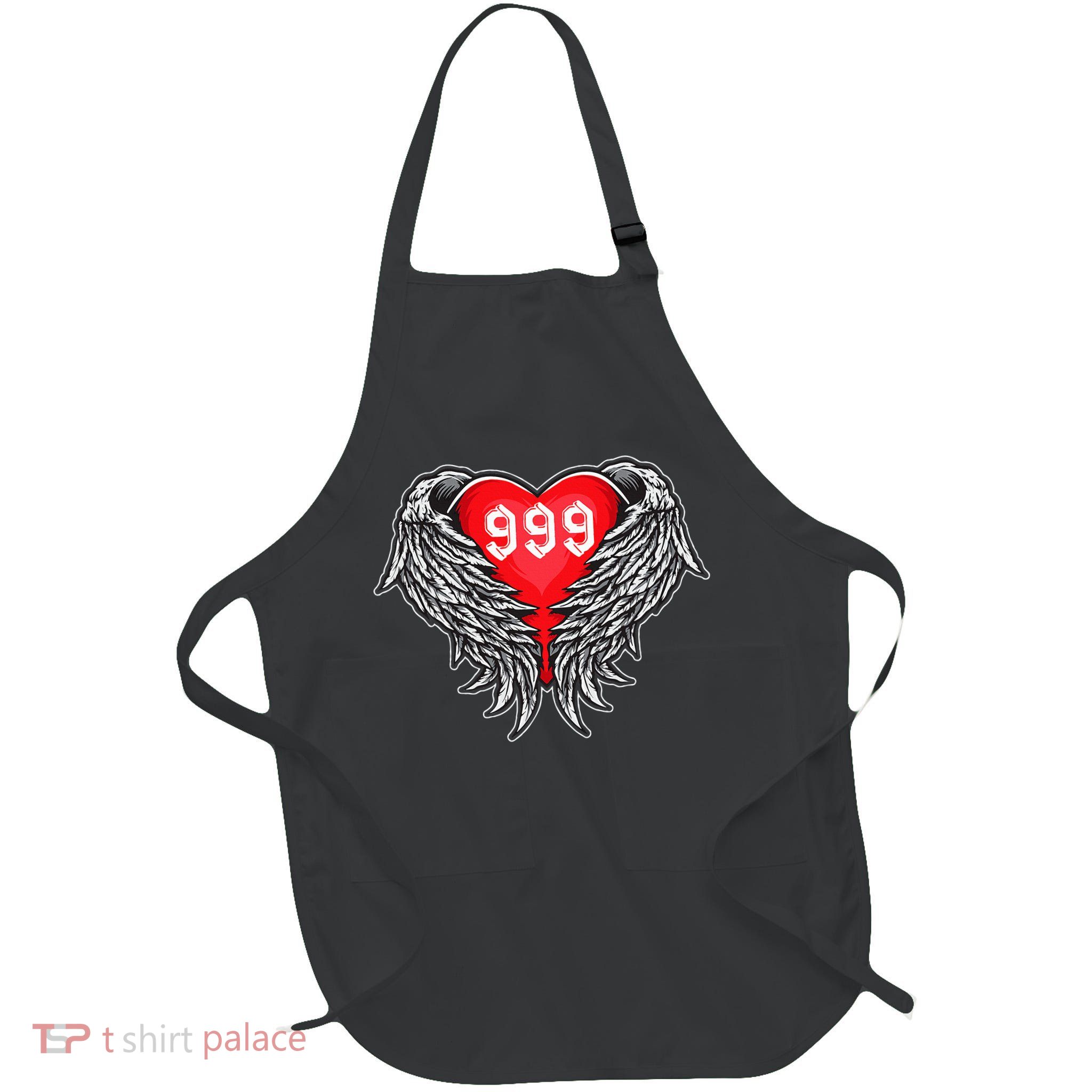 Angel Number 999 With Heart And Wings Of Angel  Full-Length Apron With Pockets