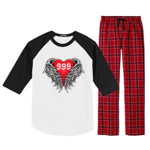 Angel Number 999 With Heart And Wings Of Angel  Raglan Sleeve Pajama Set