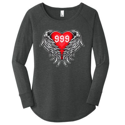 Angel Number 999 With Heart And Wings Of Angel  Women's Perfect Tri Tunic Long Sleeve Shirt