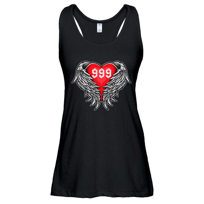 Angel Number 999 With Heart And Wings Of Angel  Ladies Essential Flowy Tank