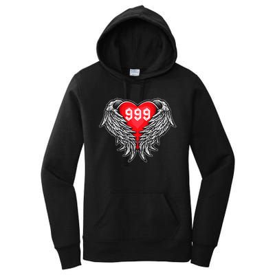 Angel Number 999 With Heart And Wings Of Angel  Women's Pullover Hoodie