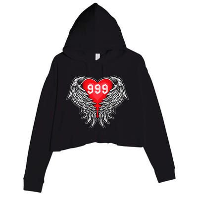 Angel Number 999 With Heart And Wings Of Angel  Crop Fleece Hoodie