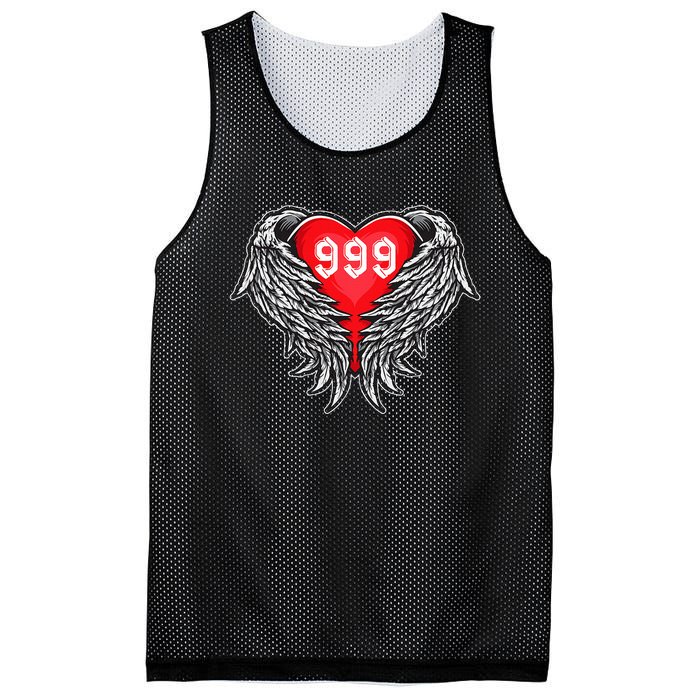 Angel Number 999 With Heart And Wings Of Angel  Mesh Reversible Basketball Jersey Tank