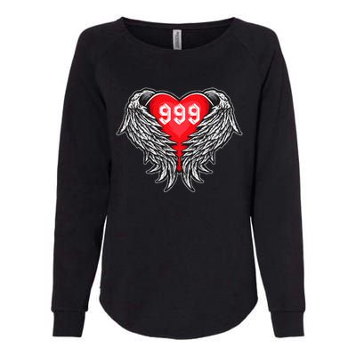 Angel Number 999 With Heart And Wings Of Angel  Womens California Wash Sweatshirt