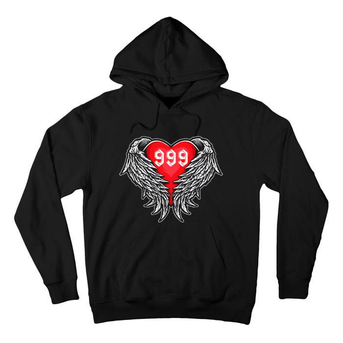 Angel Number 999 With Heart And Wings Of Angel  Tall Hoodie